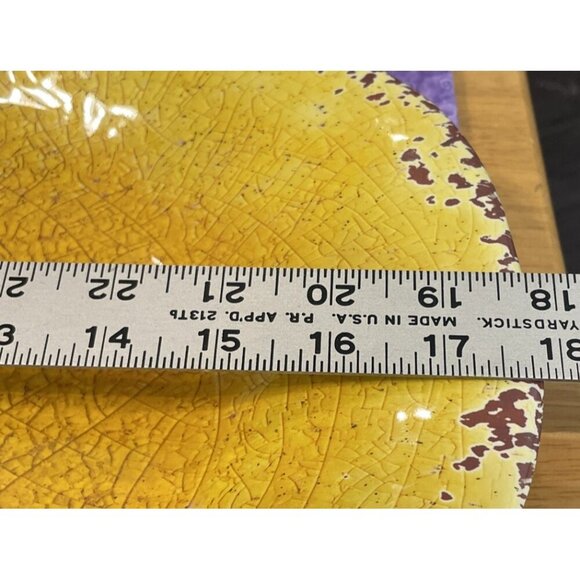 Pier 1 Imports Carmelo Melamine Serving Platter Plate 18” X 12” Yellow Crackle - Picture 4 of 5